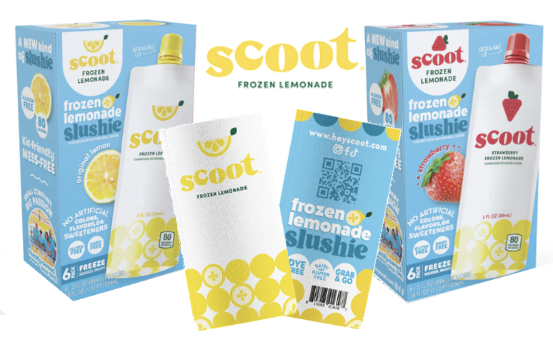 Scoot frozen lemonade and slushie product lineup.