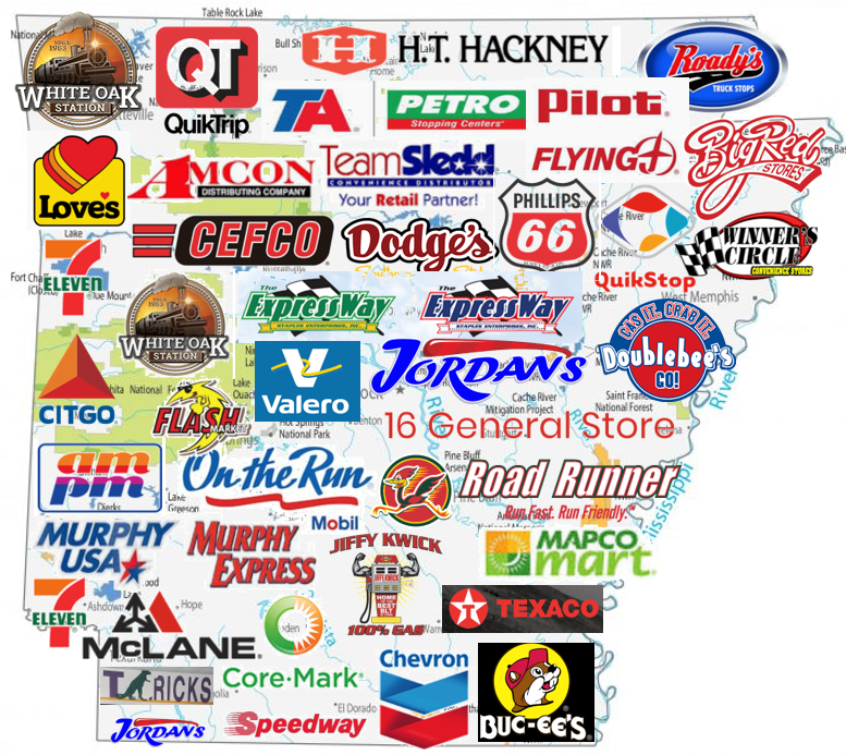 Arkansas convenience store brands map