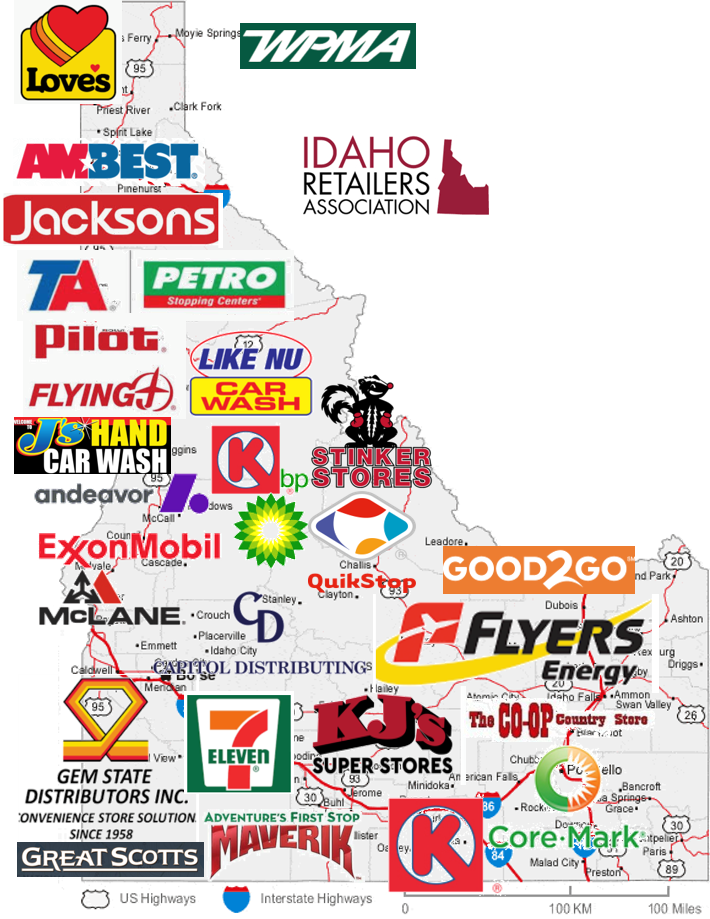 Idaho convenience store brands map