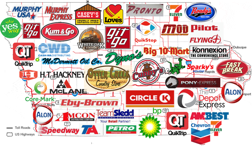 Iowa convenience store brands map