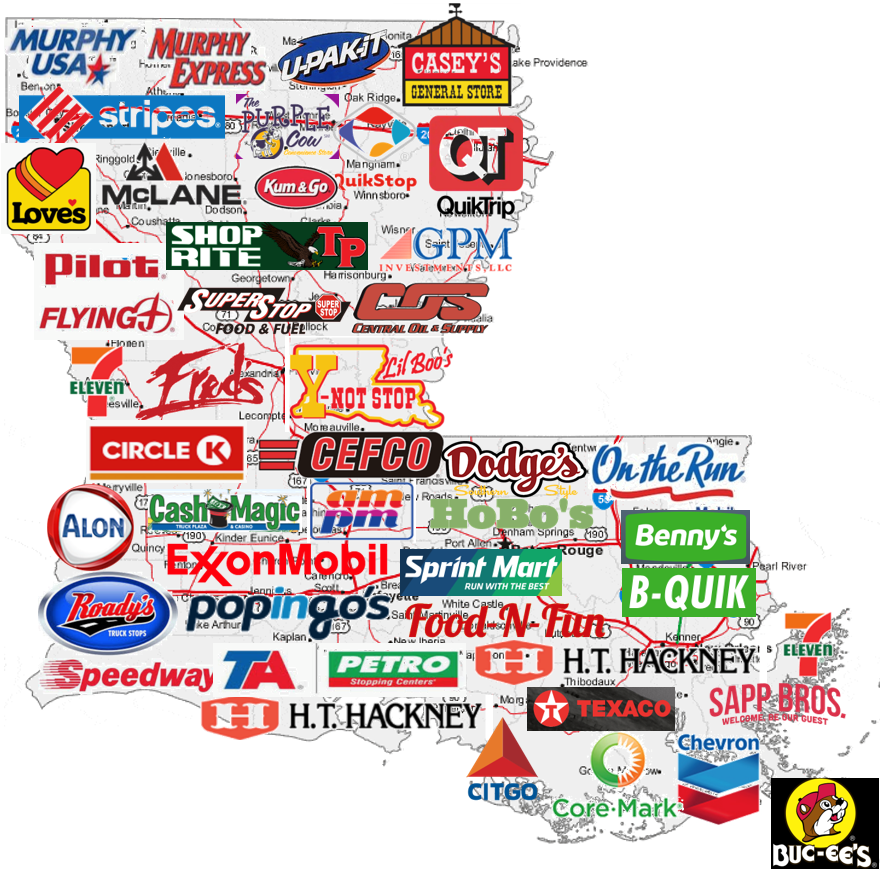 Louisiana convenience store brands map