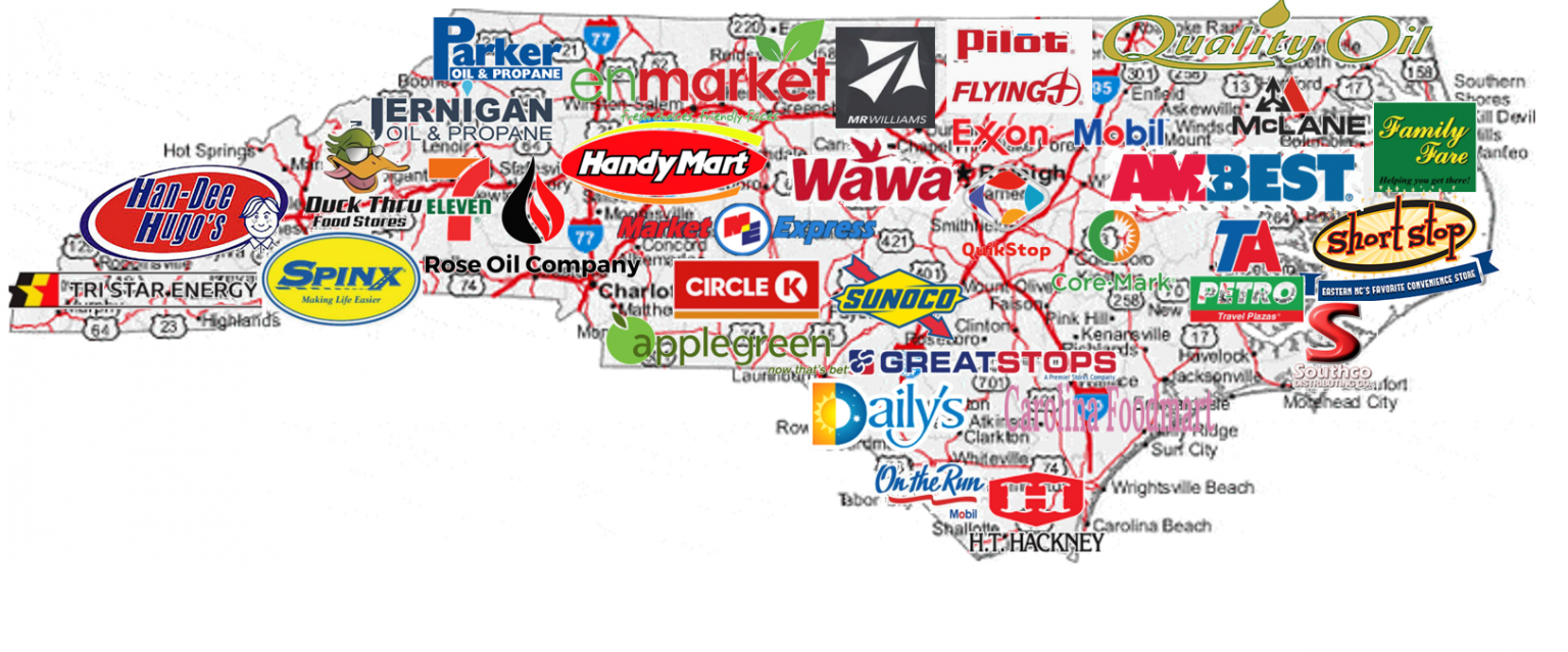 North Carolina convenience store brands map