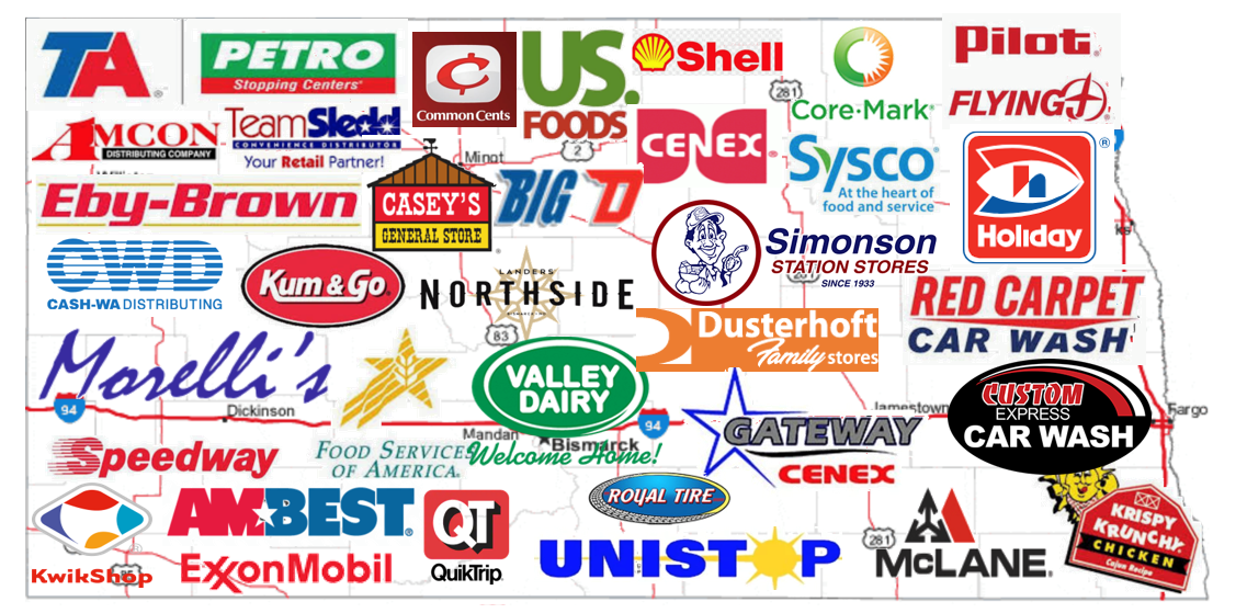 North Dakota convenience store brands map