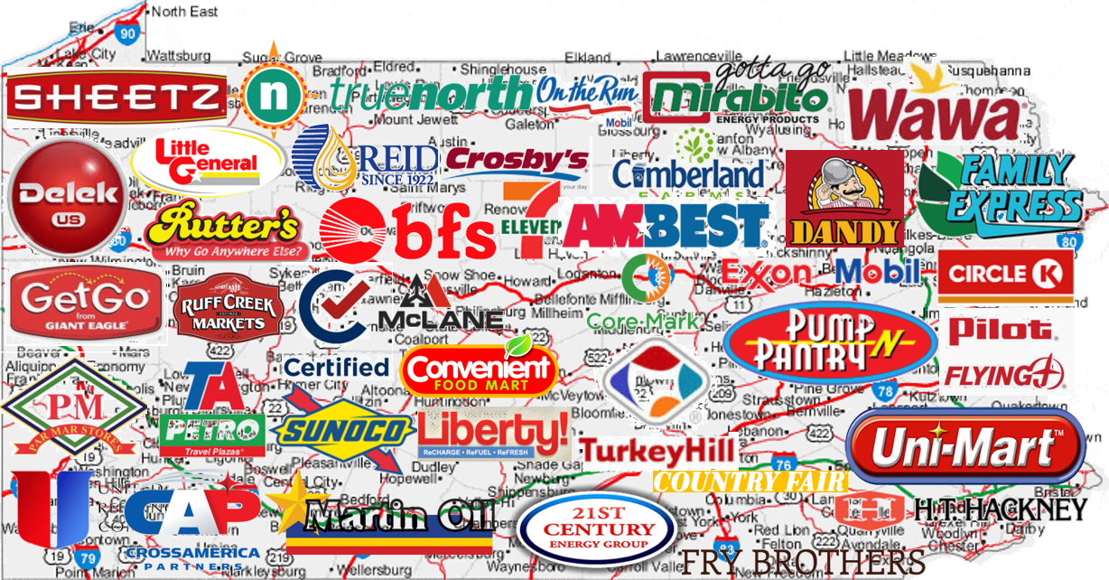 Pennsylvania convenience store brands map