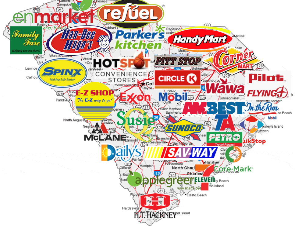 South Carolina convenience store brands map