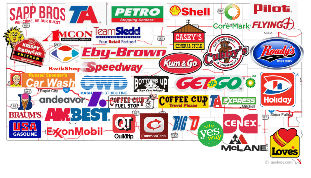 South Dakota convenience store brands map