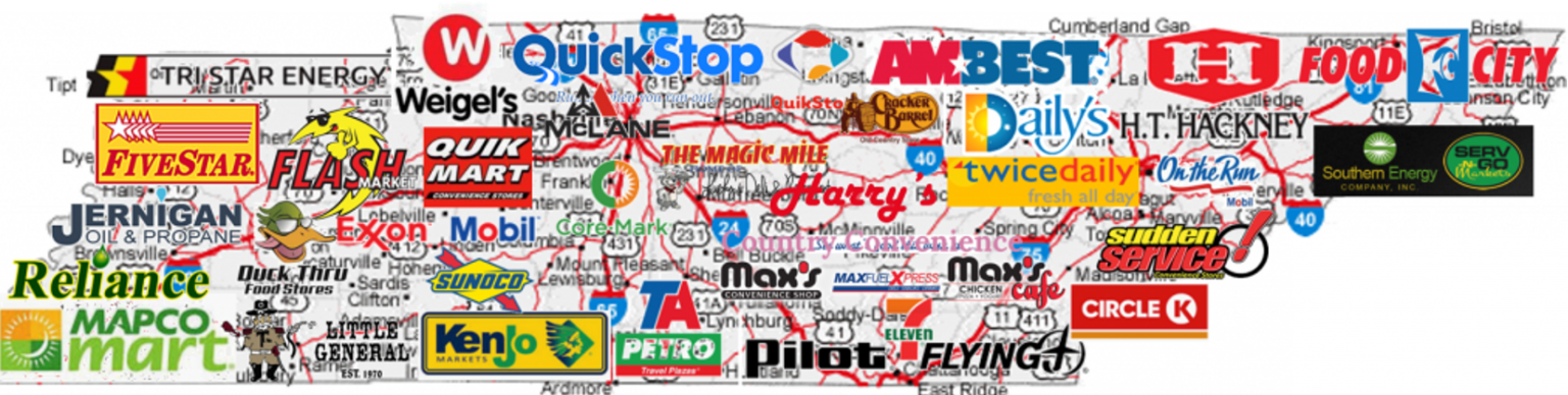Tennessee convenience store brands map