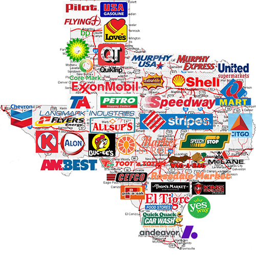 Texas convenience store brands map