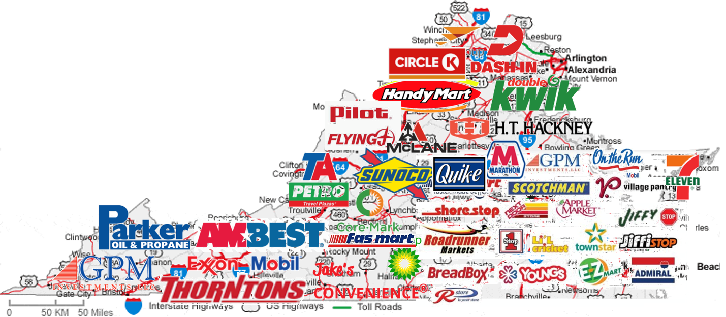 Virginia convenience store brands map