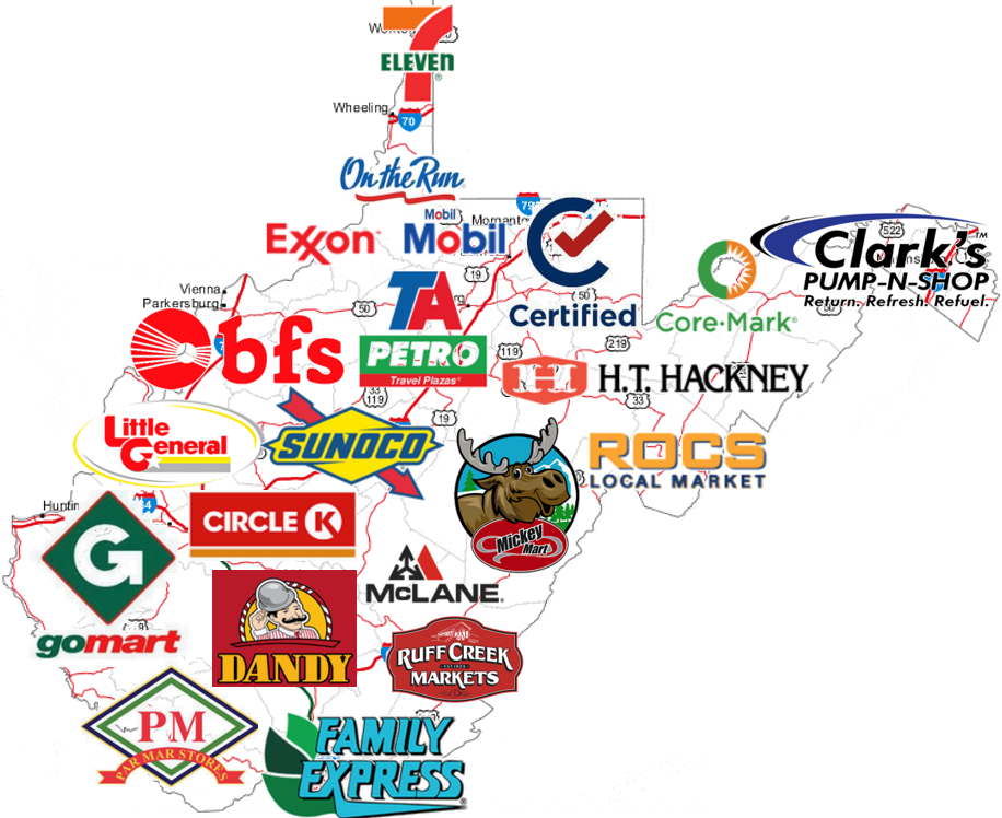 West Virginia convenience store brands map